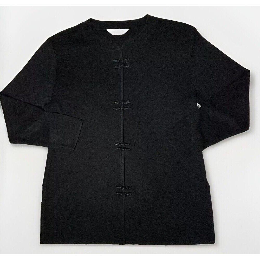 Exclusively Misook Cardigan Large Tunic Santana‎ Knit Toggle Loop Asian Inspired